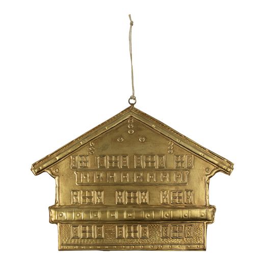 hanging decoration iron chalet b gold 23cm