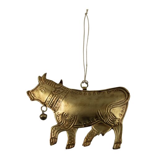 hanging decoration iron cow gold 16cm