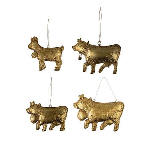 hanging decoration iron cow gold 16cm