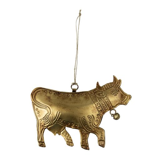 hanging decoration iron cow gold 16cm