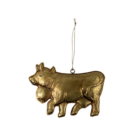 hanging decoration iron cow gold 17cm