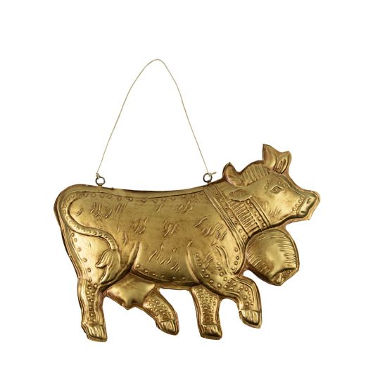 hanging decoration iron cow gold 27cm