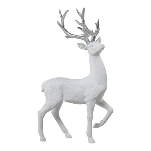 Decoratie Hert wit zilver 21,8x12,2x39cm