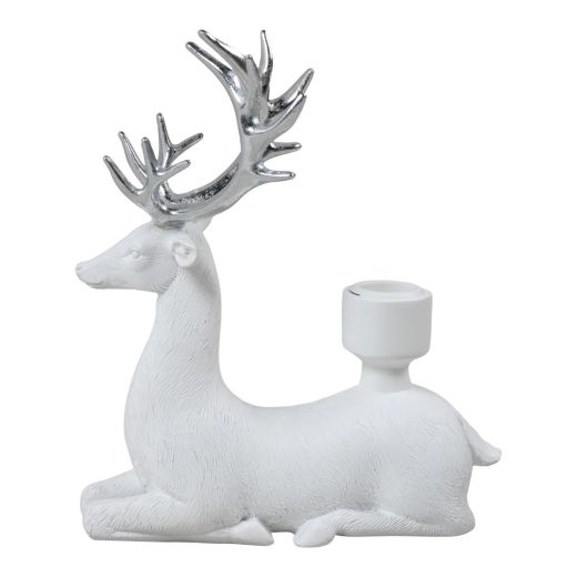 Candle holder Deer white silver 17,2x6,7x21cm