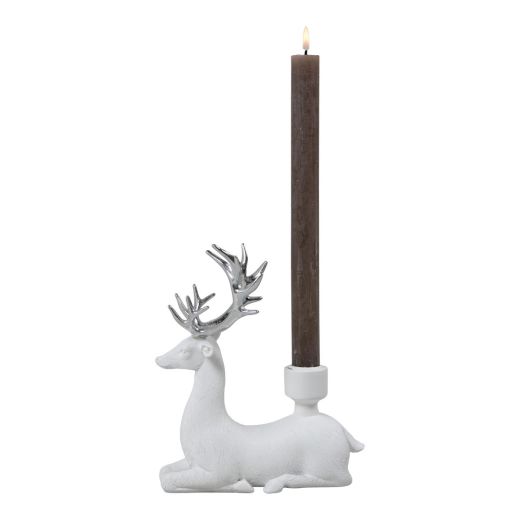 Candle holder Deer white silver 17,2x6,7x21cm