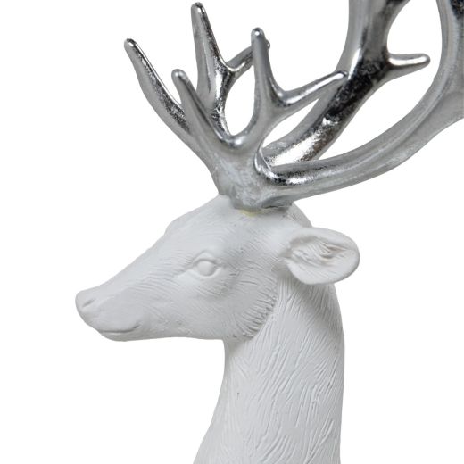 Candle holder Deer white silver 17,2x6,7x21cm
