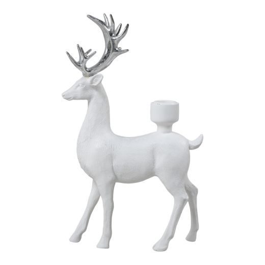 Candle holder Deer white silver 17,8x7,2x30,5cm