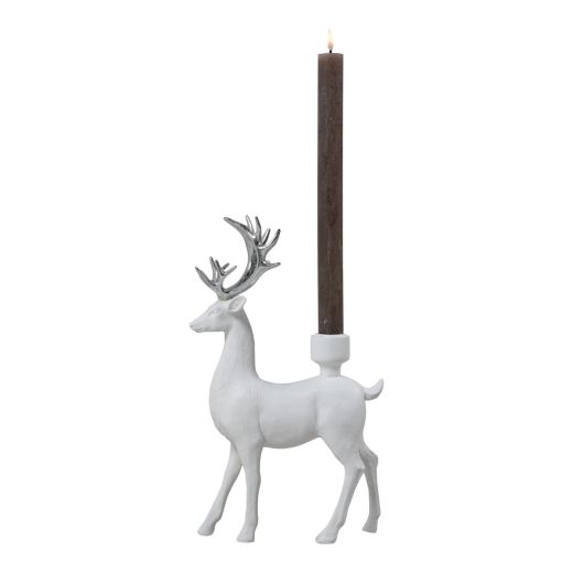 Candle holder Deer white silver 17,8x7,2x30,5cm