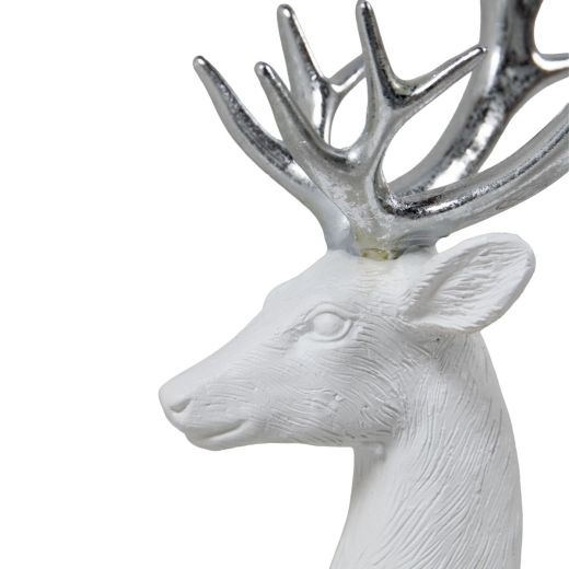 Candle holder Deer white silver 17,8x7,2x30,5cm