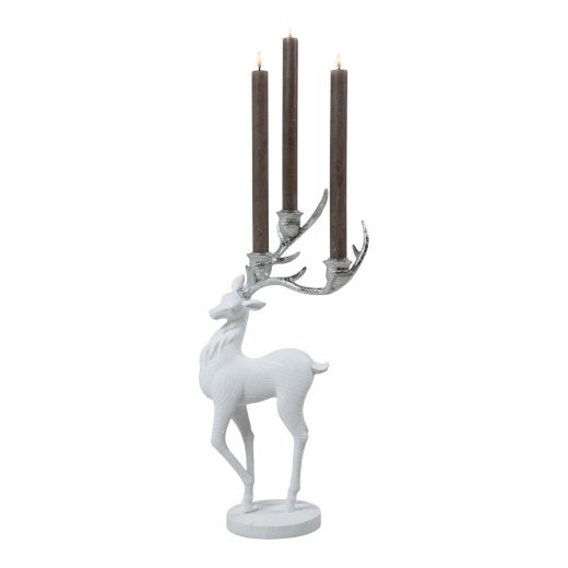 Candle holder Deer white silver 25,5x19x49cm