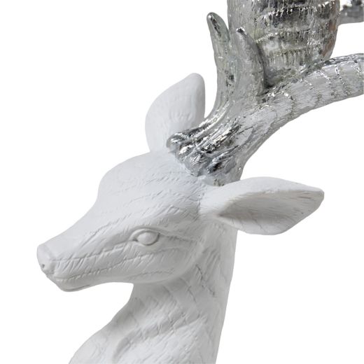 Candle holder Deer white silver 25,5x19x49cm