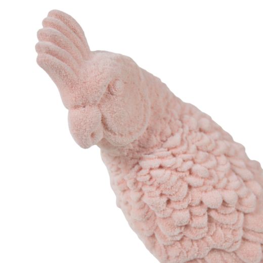 Decoratie Vogel met velvet roze 8,5x8,5x33,5cm