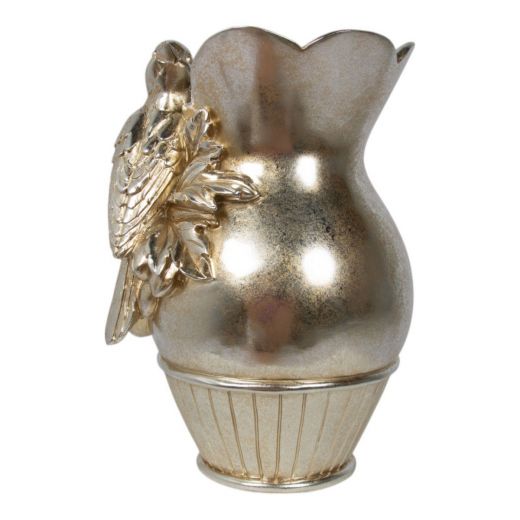 Vase Bird resin silver 18x16x26cm