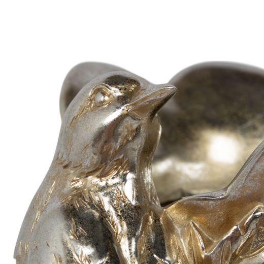 Vase Bird resin silver 18x16x26cm