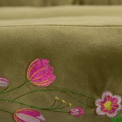 Dierenmand XL borduurwerk olijf groen 100x70x22cm