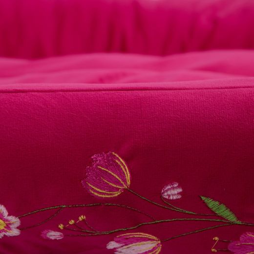 Dierenmand XL borduurwerk fuchsia roze 100x70x22cm