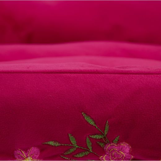 Dierenmand L borduurwerk fuchsia roze 80x60x22cm