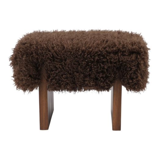 Tabouret en peau d'agneau tibétain brun 60,5x41x43,5cm