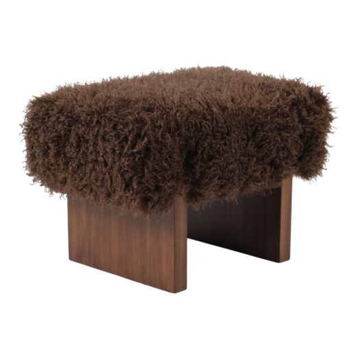 Hocker aus tibetischem Lammfell braun 60,5×41×43,5cm