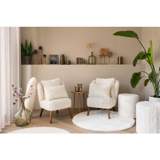 hocker teddy glatt wollweiss rund dia 40cm