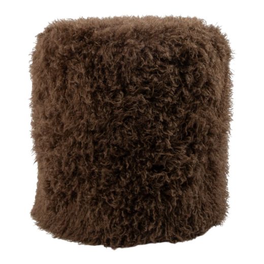 pouf tibetan lamb brun ronde dia 40cm