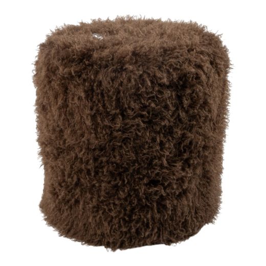 pouf tibetan lamb brun ronde dia 40cm
