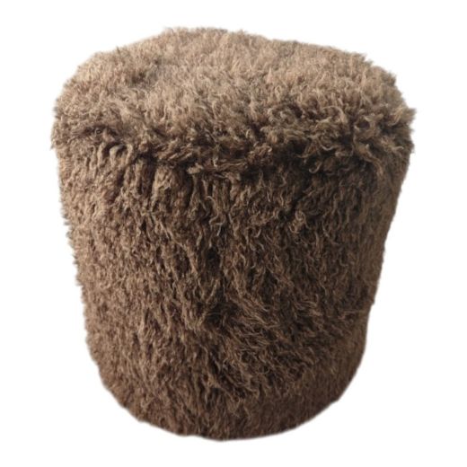 pouf tibetan lamb brun ronde dia 40cm