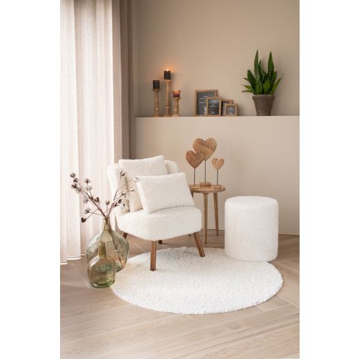 tapis teddy curl blanc dia 120cm