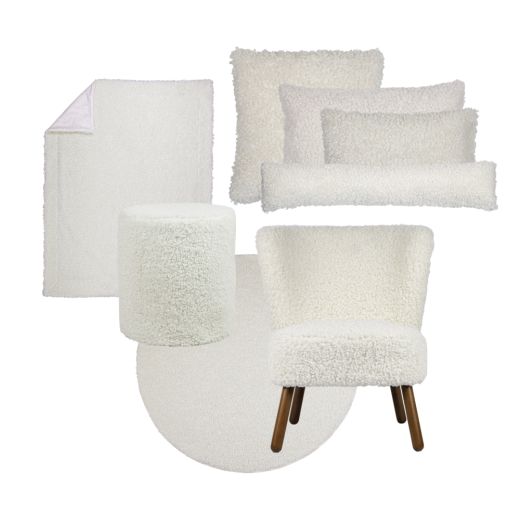 tapis teddy curl blanc dia 120cm