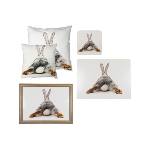 canvas cushion rabbit back legs double-sided 33x33cm