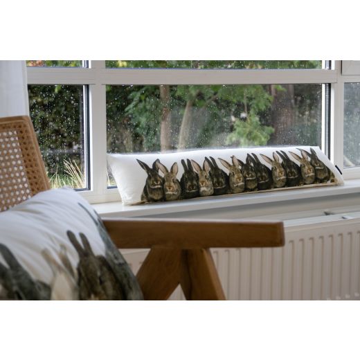 canvas draught excluder rabbits 20x90cm
