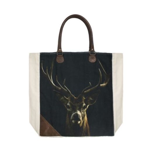 canvas shopper black red deer*