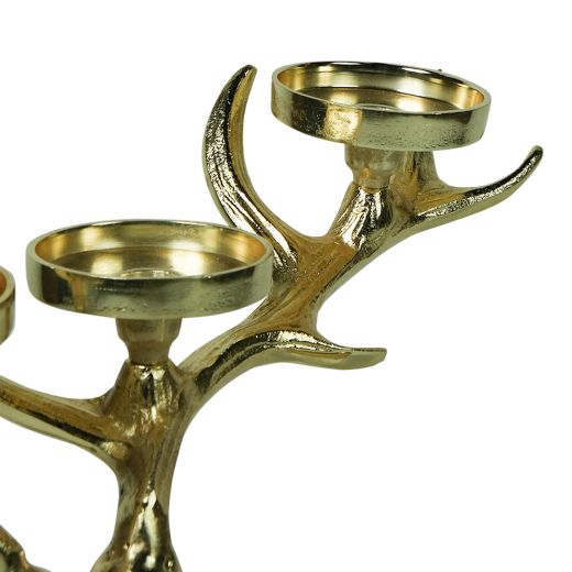 staand hert met kandelaar champagne goud small h67 41x37cm