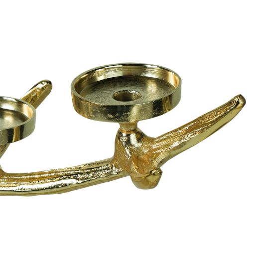 staand hert met kandelaar champagne goud small h67 41x37cm