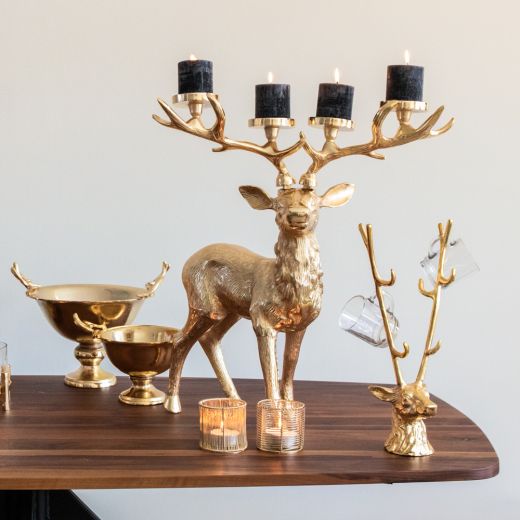 debout cerf  chandelier champagne or small