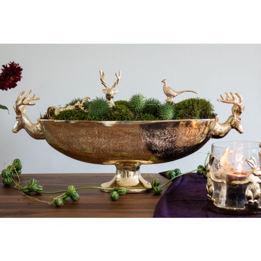 schaal ovaal hert champagne goud 68cm