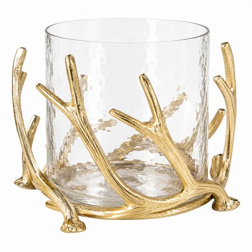 windlicht geweih champagner gold large d28 h20cm