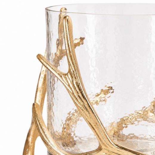 windlicht geweih champagner gold large d28 h20cm
