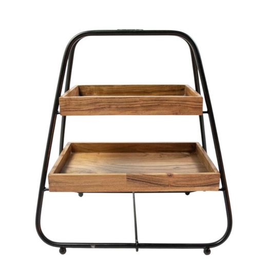Serving Stand wood rectangle h38 d33cm