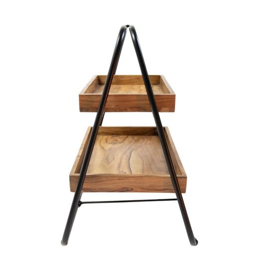 Serving Stand wood rectangle h38 d33cm