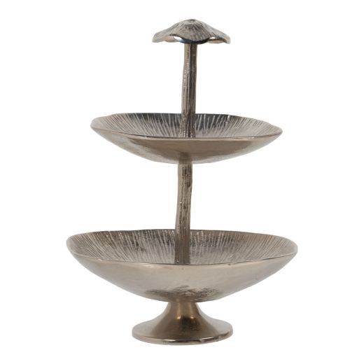Serving Stand mushroom 2 tier silver 40x30x30cm