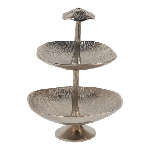 Serving Stand mushroom 2 tier silver 40x30x30cm
