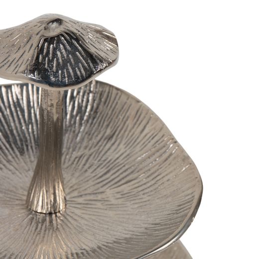 Serving Stand mushroom 2 tier silver 40x30x30cm
