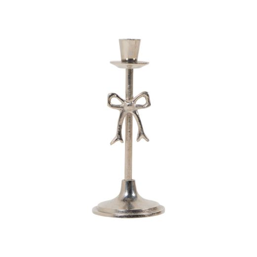Candle Stand bow silver h25 d10cm