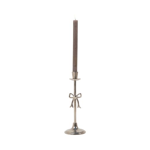 Candle Stand bow silver h30 d10cm