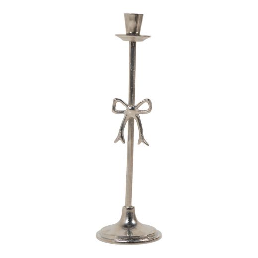 Candle Stand bow silver h35 d10cm