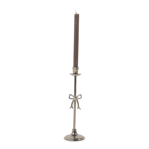 Candle Stand bow silver h35 d10cm