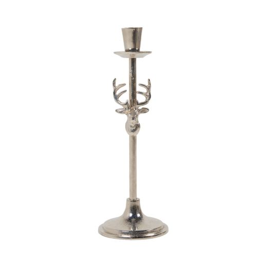 Candle Stand deer silver h30 d10cm