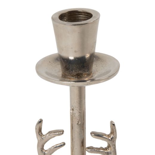 Candle Stand deer silver h30 d10cm
