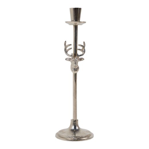 Candle Stand deer silver h35 d10cm
